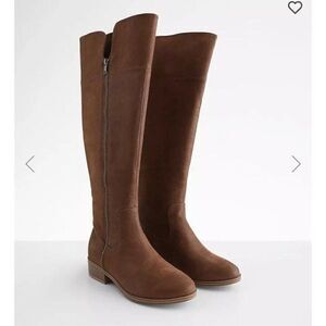 MIA Womens Marri Tall Distressed faux leather pull-on Brown Cognac Boot Size 7